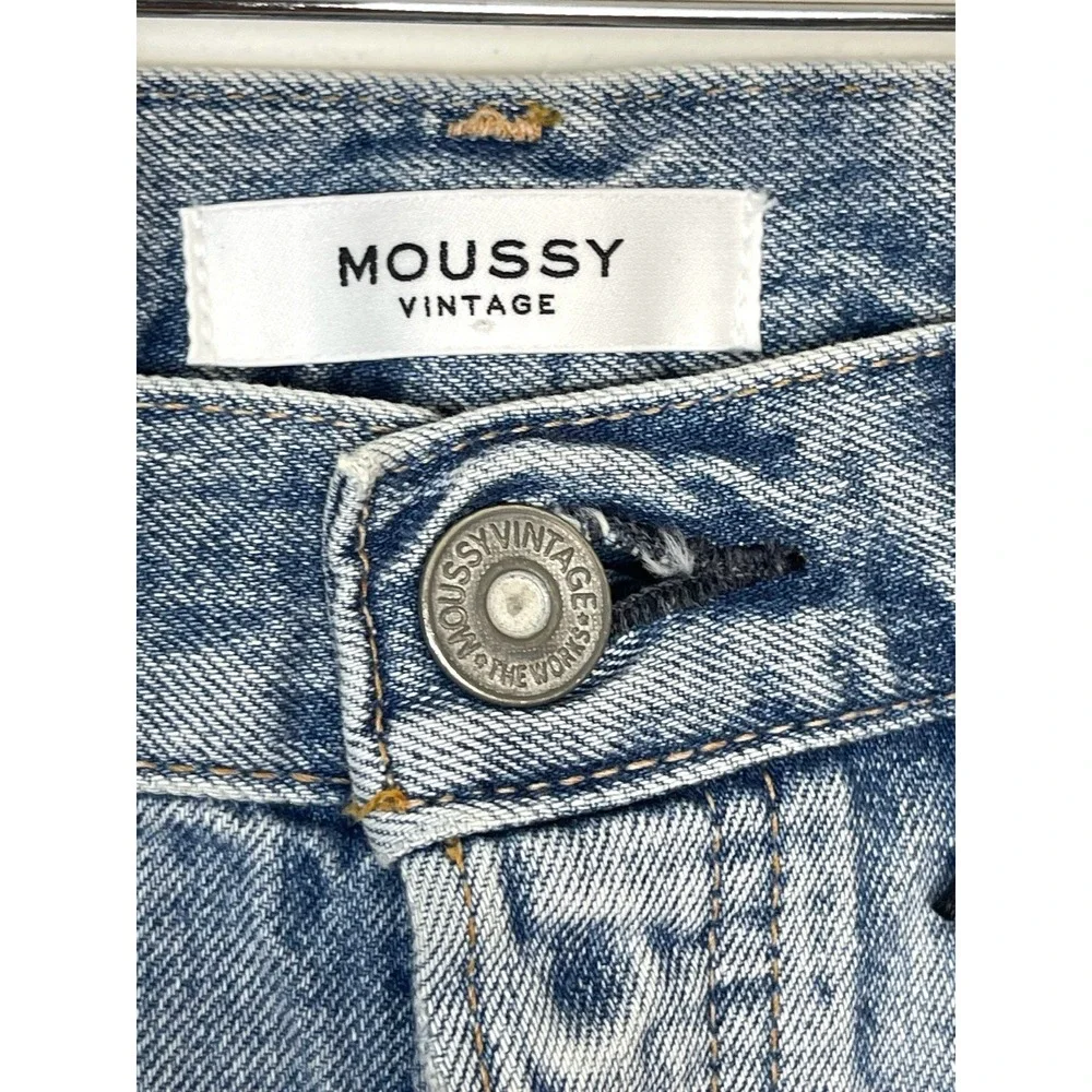 New! MOUSSY VINTAGE Mathews Cut Off Short Light Blue Distressed Raw Hem Denim 28 - Picture 5 of 16